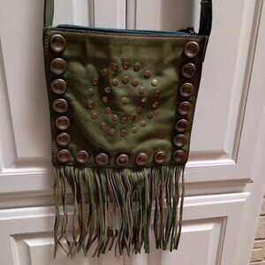 HYPE Leather Studded Fringe Purse
